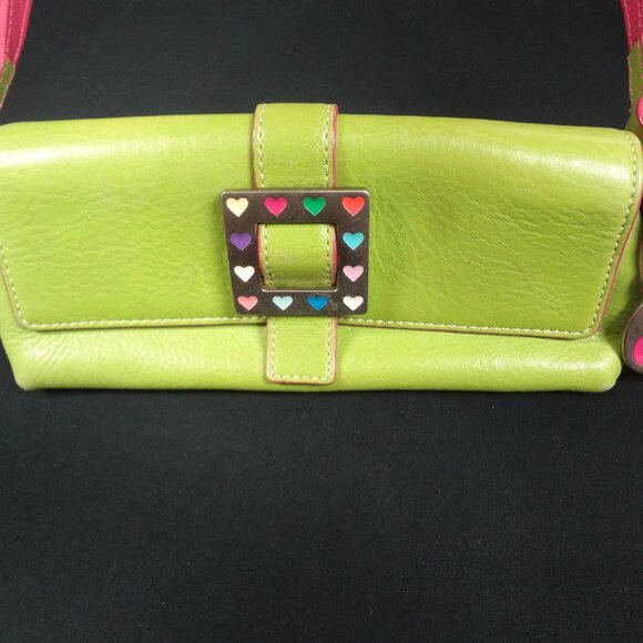 VINTAGE DOONEY & BOURKE LIME GREEN Y2K PURSE TOTE (PEN ON BACK C PICS) - Picture 4 of 15